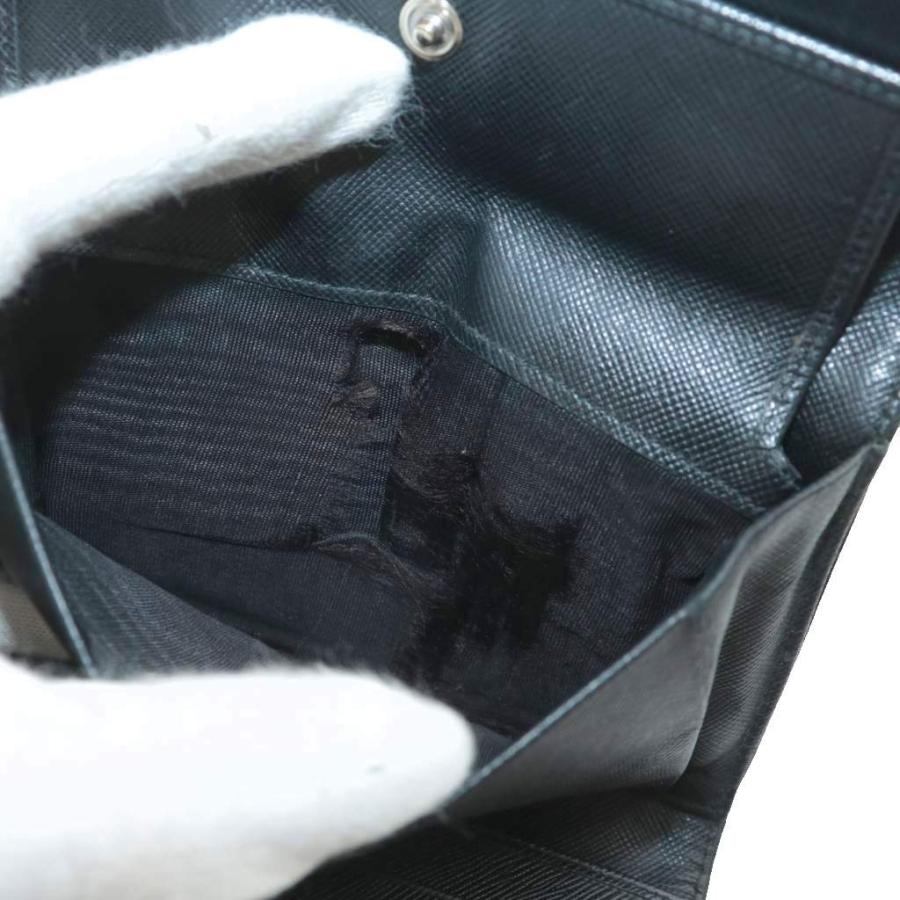 PRADA（プラダ） 財布 三つ折り ナイロン レザー 三角ロゴプレート 黒