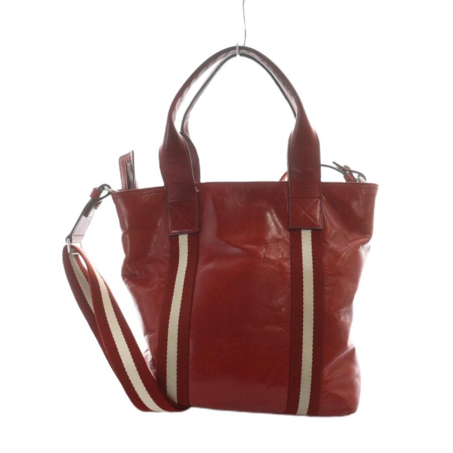 【中古】バリー BALLY トートバッグ ショルダー 2WAY レザー ロゴ 赤 レッド ■GY18 /MQ メンズ Bally（バリー） トートバッグ ショルダー 2WAY レザー ロゴ 赤 レッド