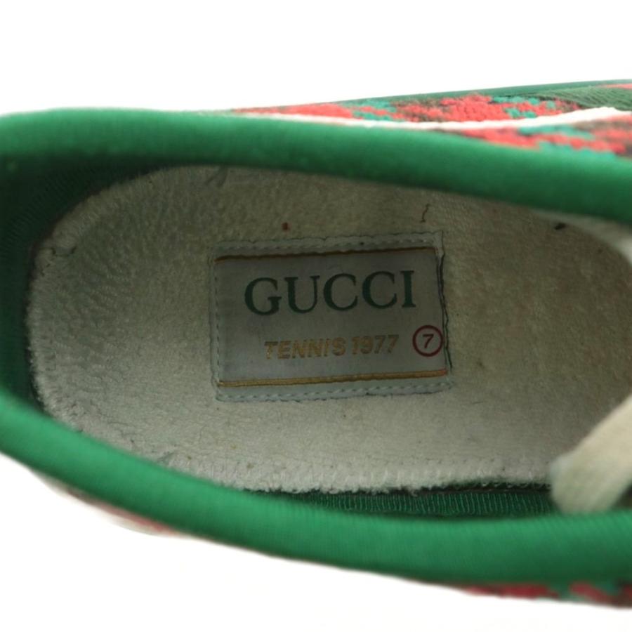 【中古】グッチ GUCCI TENNIS テニス 1977 スニーカー キャンバス ローカット 千鳥格子 シェリーライン 総柄 GG 赤 緑 GUCCI（グッチ） GUCCI TENNIS テニス 1977 スニーカー キャンバス