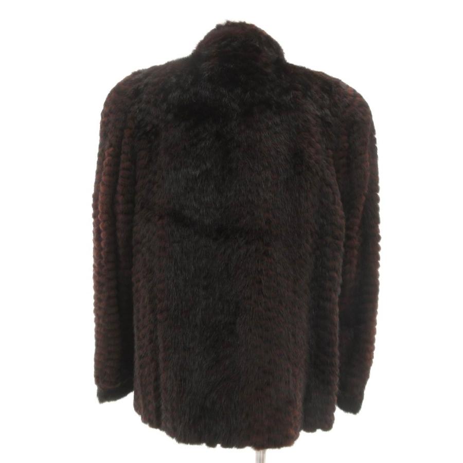 ファーコート ミンク 毛皮 ショート丈 ショールカラー 11 ダーク