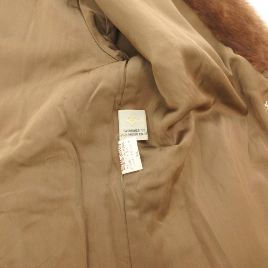 GIFU MOUHI ファーコート ミンク 毛皮 ミドル丈 ストライプ 11 茶