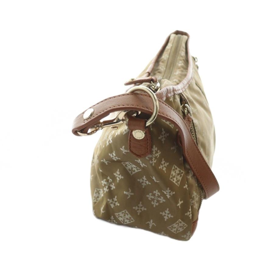 ラシット russet ショルダーバッグ 2way バイカラー　総柄　美品 ラシット RUSSET ショルダーバッグ 斜めがけ ナイロン レザー 総柄 茶
