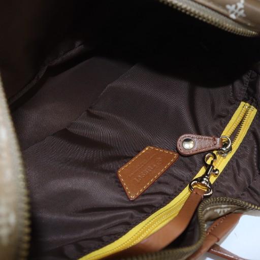 ラシット　ショルダーバッグ　斜め掛け　ロゴ　総柄　ナイロン　レザー　ブラウン russet ラシット 斜め掛けショルダーバッグ ナイロン ブラウン
