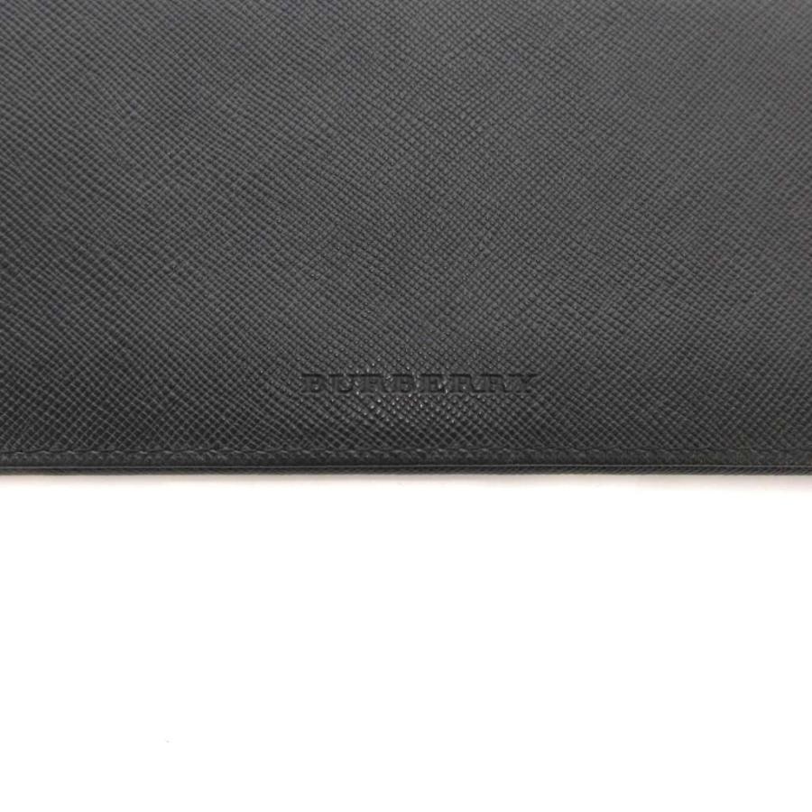【中古】バーバリー BURBERRY 長財布 ロング ウォレット 二つ折り 裏地ノバチェック レザー 型押し 黒 ブラック BURBERRY（バーバリー） 長財布 ロング ウォレット 二つ折り 裏地ノバ