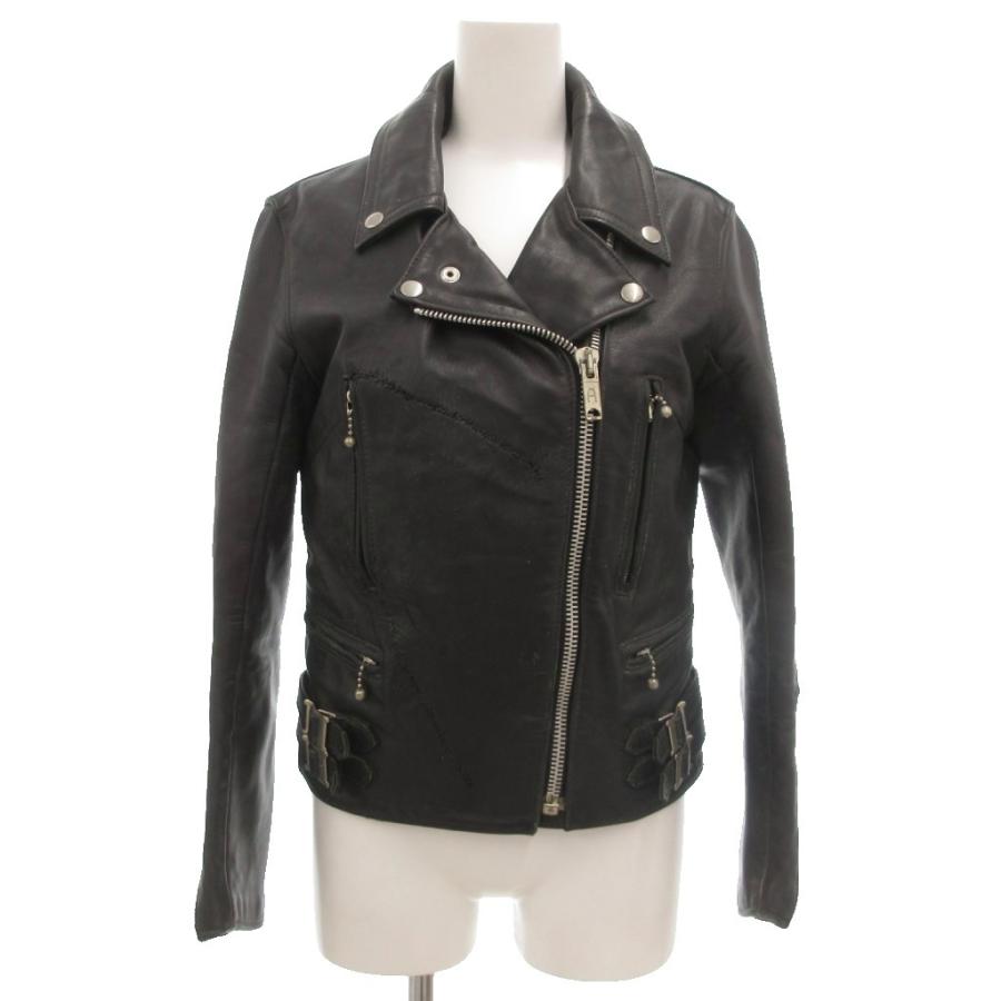 【中古】トリプルシックス 666 サイドベルト ダブル ライダースジャケット 革ジャン リアルレザー 赤タータン裏地 トリプルシックス 666 サイドベルト ダブル ライダースジャケット 革