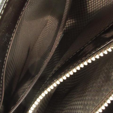 ワコウ WAKO 和光 ハンドバッグ エナメル ナイロン ボーダー 茶