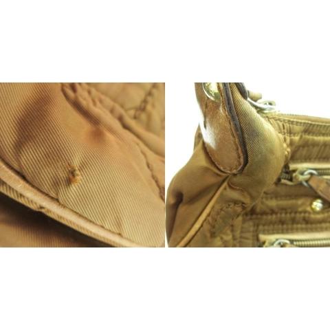 トッズ TOD'S ショルダーバッグ ナイロン レザー 革 ロゴチャーム 茶