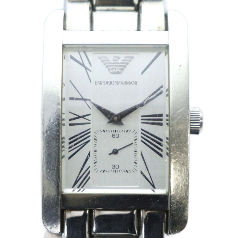 EMPORIO ARMANI エンポリオアルマーニ AR0145 腕時計 ウォッチ クォーツ スクエア ローマン スモセコ シルバー色 ...