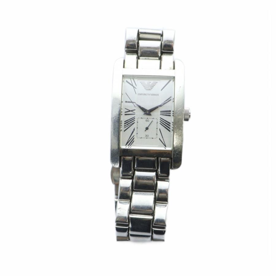 EMPORIO ARMANI エンポリオアルマーニ AR0145 腕時計 ウォッチ クォーツ スクエア ローマン スモセコ シルバー色 ...