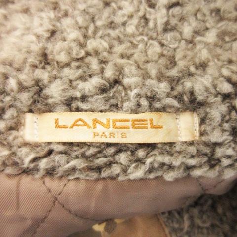 ランセル LANCEL メルトンコート 切り替え バックデザイン 刺繍 襟ボア 
