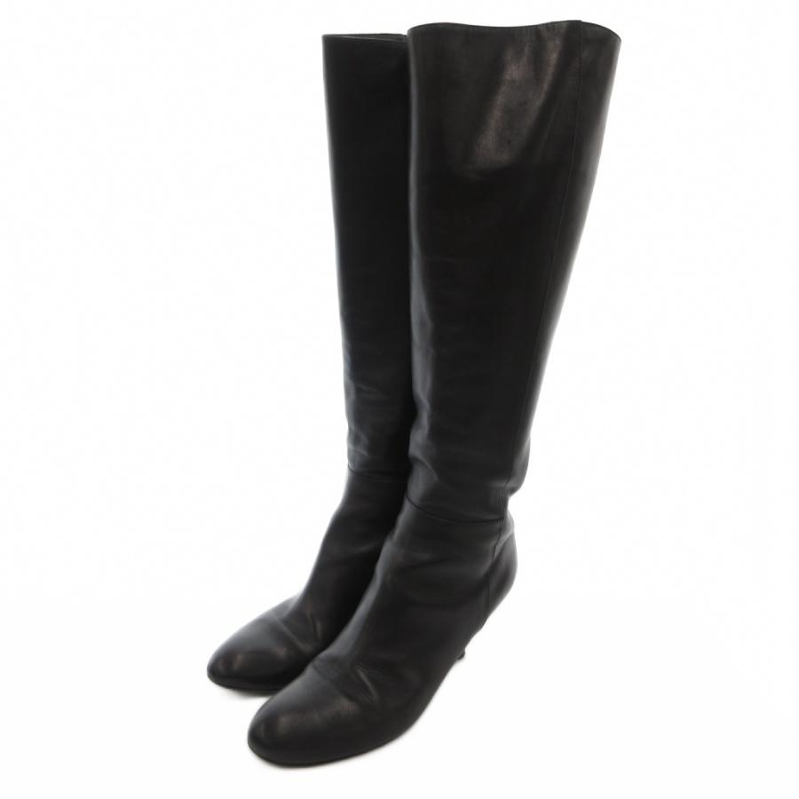 Sergio Rossi黒レザー高ヒールロングブーツ Fuego Boot - Black | Sergio Rossi