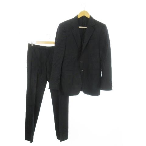 【中古】GUCCI シングルスーツ セットアップ テーラードジャケット 総裏地 パンツ スラックス ストライプ 42R M 紺 GUCCI（グッチ） シングルスーツ セットアップ 2点セット テーラード