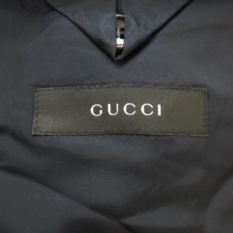 【中古】GUCCI シングルスーツ セットアップ テーラードジャケット 総裏地 パンツ スラックス ストライプ 42R M 紺 GUCCI（グッチ） シングルスーツ セットアップ 2点セット テーラード