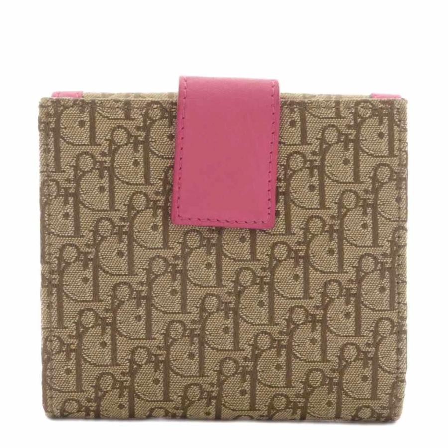 ディオール Dior 財布 二つ折り キャンバス レザー トロッター柄 W