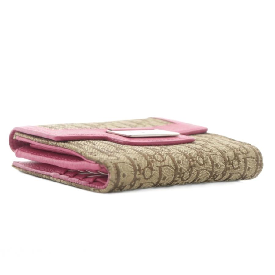 ディオール Dior 財布 二つ折り キャンバス レザー トロッター柄 W