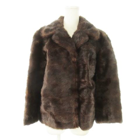 【中古】ノーブランド ファーコート ショート丈 ミンク 毛皮 茶 ブラウン /AO16 ■GY18 レディース ノーブランド ファーコート ショート丈 ミンク 毛皮 茶 ブラウン /AO16