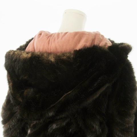 ノーブランド リバーシブル ファージャケット コート ミンク フーディ