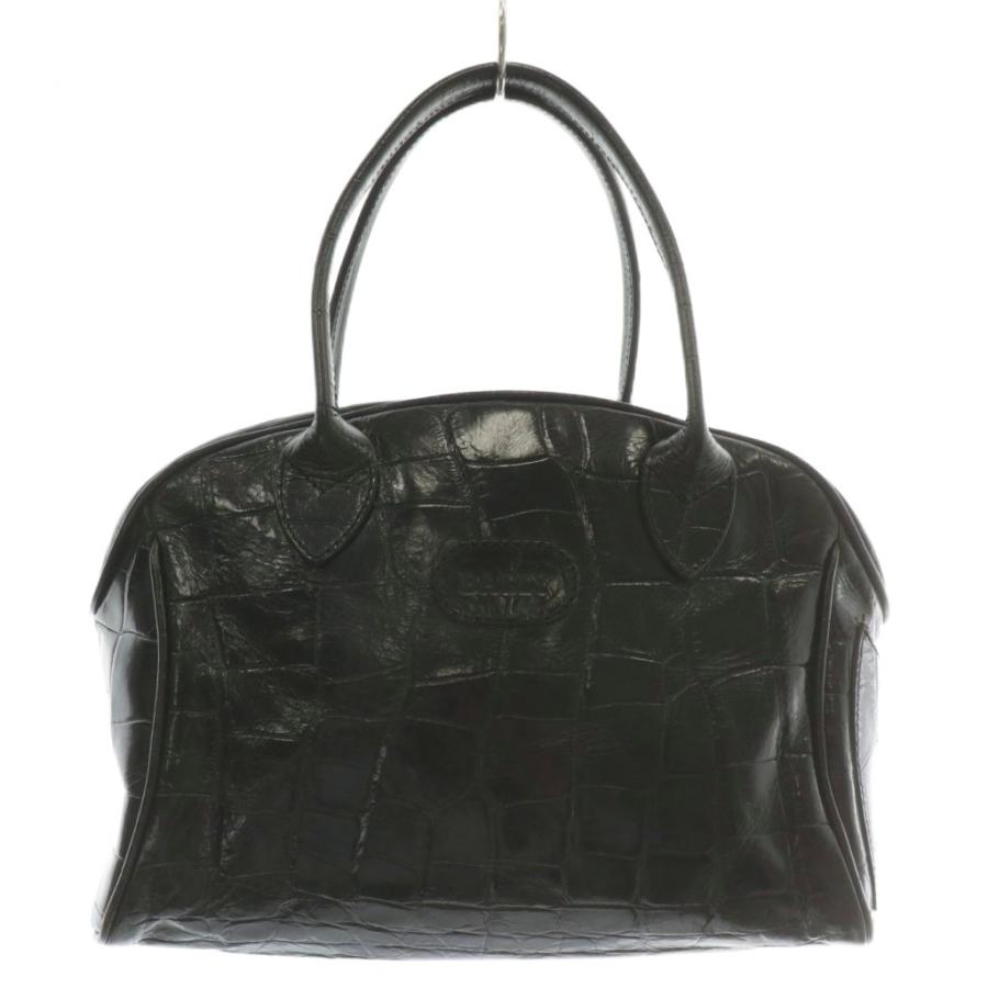 Bally（バリー） ハンドバッグ トート レザー クロコ型押し ロゴ 黒