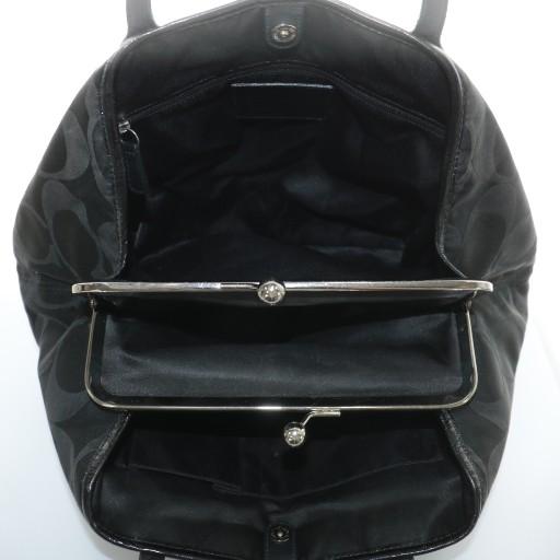 COACH（コーチ） ハンドバッグ トート サテン レザー がま口