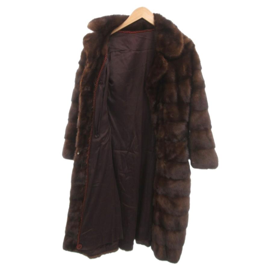 ノーブランド ファーコート ロングコート ミンクファー 毛皮 ブラウン