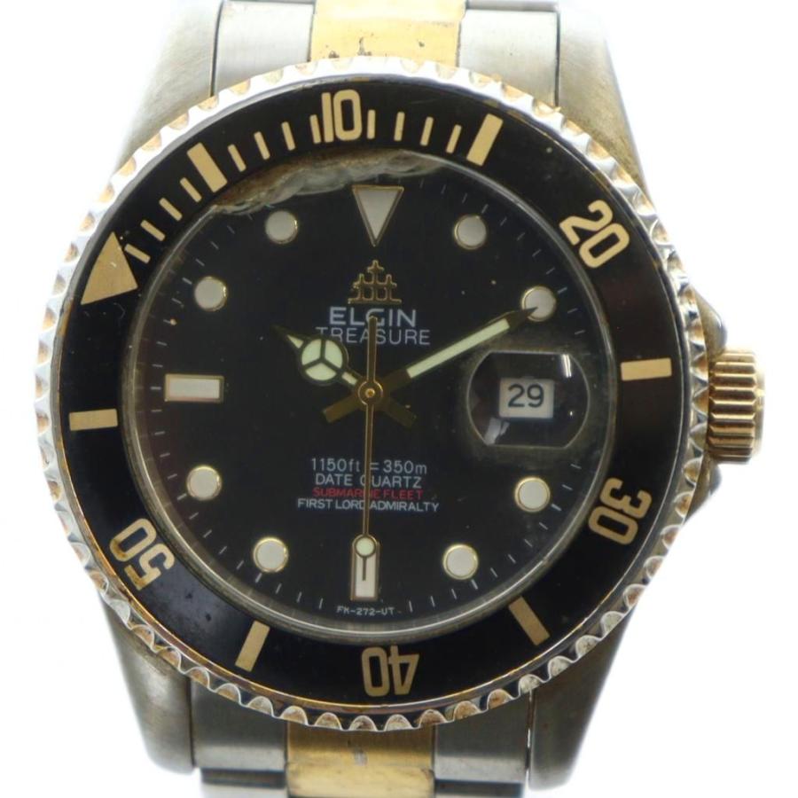 エルジン ELGIN FK-272-UT 腕時計 ウォッチ クォーツ ロゴ 黒文字盤