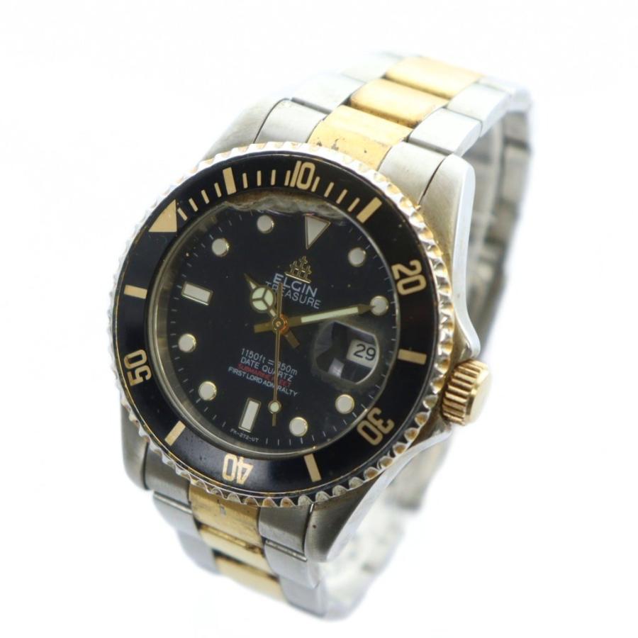 エルジン ELGIN FK-272-UT 腕時計 ウォッチ クォーツ ロゴ 黒文字盤