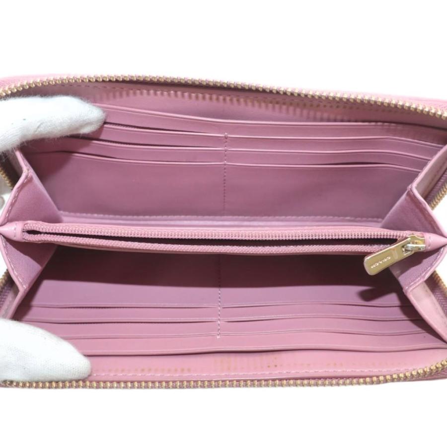 COACH（コーチ） 長財布 PVC レザー ラウンドファスナー ロゴ ゴールド