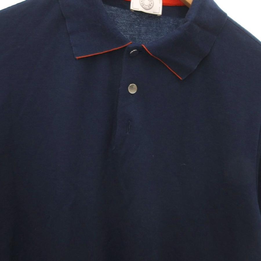 【中古】エルメス HERMES セリエ ポロシャツ ドゥブルジュ 半袖 M 紺 ネイビー /UO ■GY18 メンズ HERMES（エルメス） セリエ ポロシャツ ドゥブルジュ 半袖 M 紺