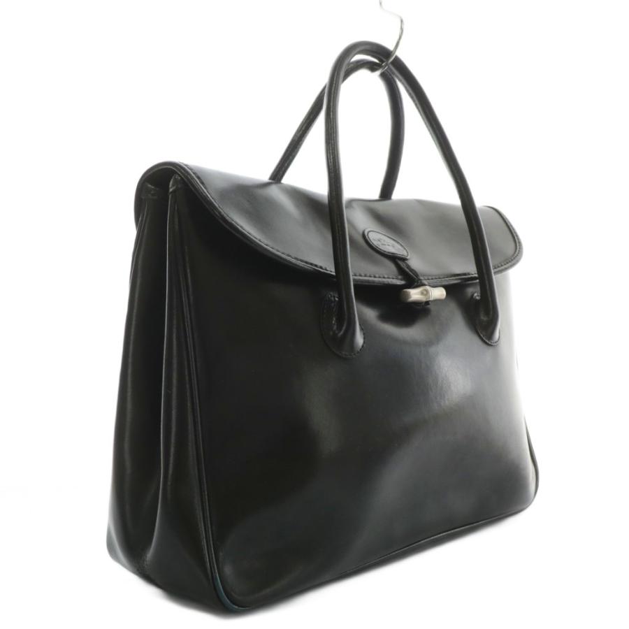 LONGCHAMP ロンシャン ロゾ ハンドバッグ レザー ブラック A4可 LONGCHAMP（ロンシャン） ロゾ ハンドバッグ トート レザー フラップ