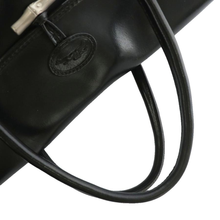 【中古】ロンシャン LONGCHAMP ロゾ ハンドバッグ トート レザー フラップ トグル 黒 ブラック /XZ ■GY18 レディース LONGCHAMP（ロンシャン） ロゾ ハンドバッグ トート レザー フラップ