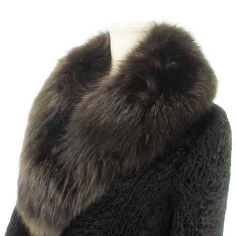 ファーコート カラクールラム 毛皮 ビッグカラー フォックスファー