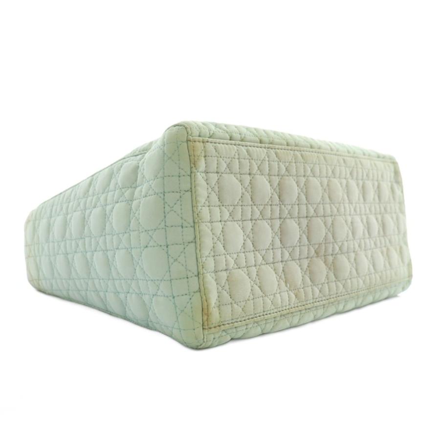 【中古】Christian Dior LADY DIOR カナージュ ハンドバッグ ナイロン キルティング ロゴチャーム ゴールド金具 緑 Christian Dior（クリスチャン・ディオール） Christian Dior LADY
