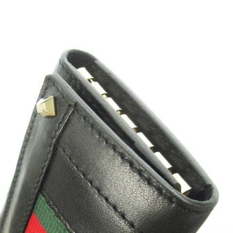 【中古】未使用品 グッチ GUCCI キーケース レザー 革 シェリーライン スタッズ 6連 黒 ブラック /CK26 ■GY18 GUCCI（グッチ） 未使用品 キーケース レザー 革 シェリーライン