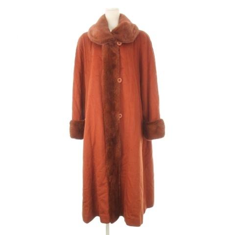 エンバ EMBA カシミヤロングコート インクファー 毛皮 オレンジ
