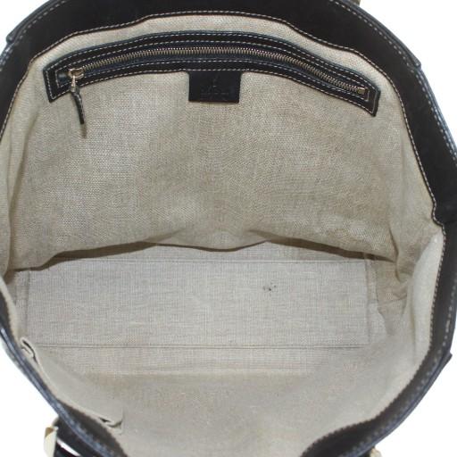 【中古】グッチ GUCCI トートバッグ ハンド レザー オープントップ ロゴ 型押し 黒 ブラック /XZ ■OH ■GY18 GUCCI（グッチ） トートバッグ ハンド レザー オープントップ ロゴ 型