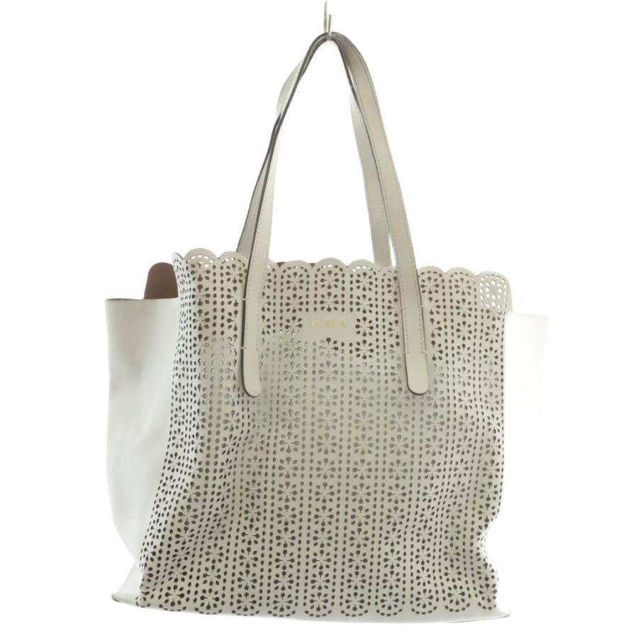 FURLA（フルラ） トートバッグ ハンド レザー パンチング ロゴ 白