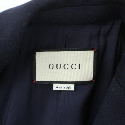 【中古】グッチ GUCCI チェスターコート ウール 42 ネイビー 紺色 シングルブレスト ロング丈 455739ZGW07 /PP GUCCI（グッチ） チェスターコート ウール 42 ネイビー 紺色 シングル