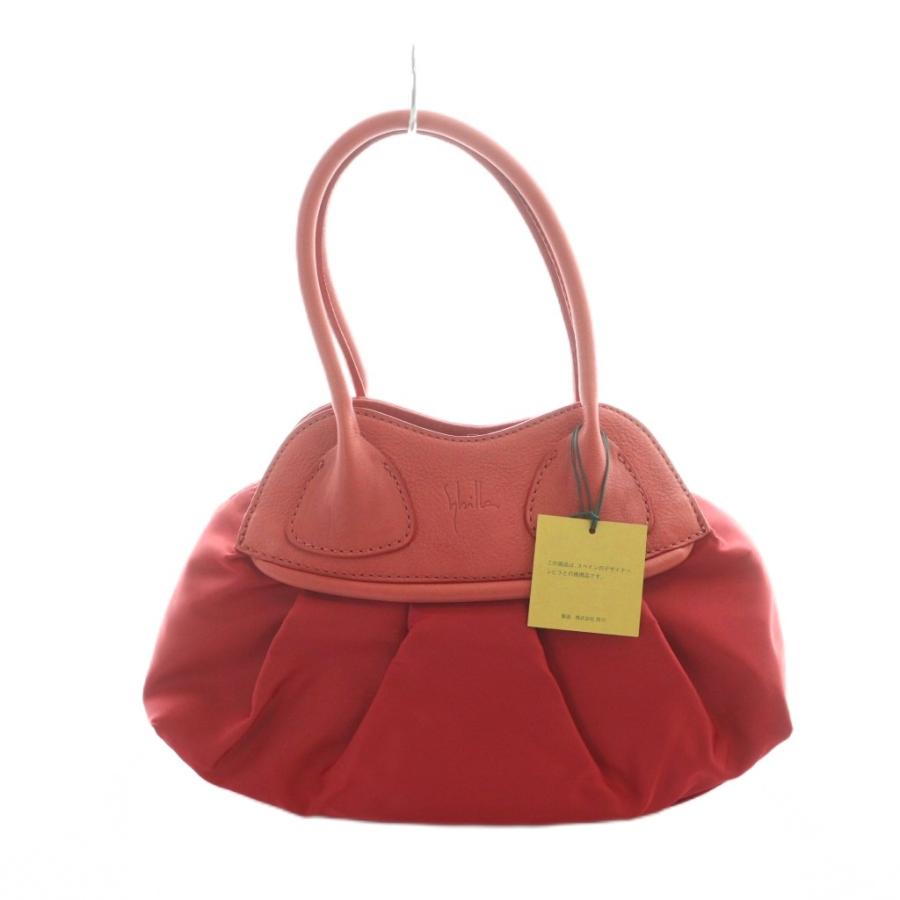 【中古】未使用品 シビラ SYBILLA ハンドバッグ タグ付き レザー ナイロン ロゴ 赤 レッド ■GY18 /MQ レディース 未使用品 シビラ SYBILLA ハンドバッグ タグ付き レザー ナイロン ロゴ