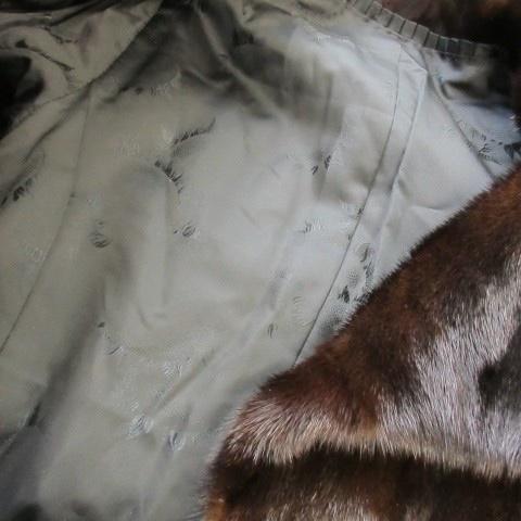 ノーブランド ファーコート ロング丈 テーラーカラー ミンク 毛皮 茶