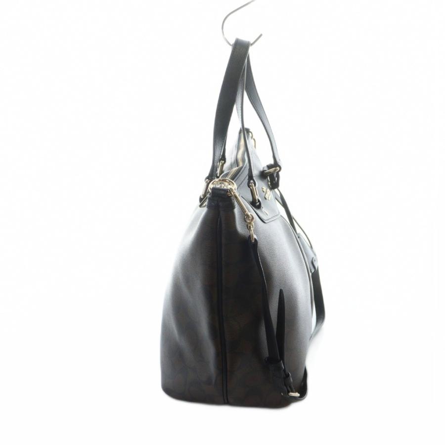 【中古】コーチ COACH トートバッグ ショルダー 2WAY F34614 ハンド PVC レザー シグネチャー 茶 ブラウン ■GY18 COACH（コーチ） トートバッグ ショルダー 2WAY F34614 ハンド PVC