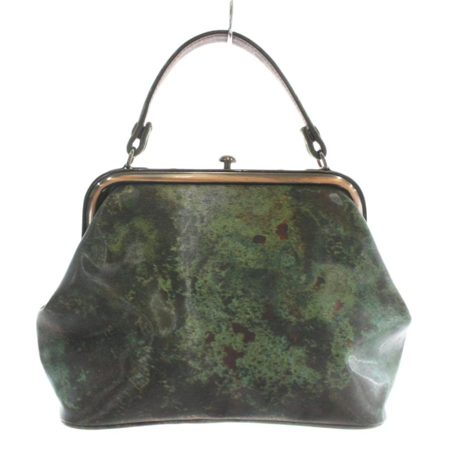 【中古】Jean Paul GAULTIER Vサイバー ハンドバッグ ショルダー 2WAY PVC レザー 玉虫柄 ロゴ 型押し 緑 茶色 ジャンポールゴルチエ Jean Paul GAULTIER Vサイバー ハンドバッグ