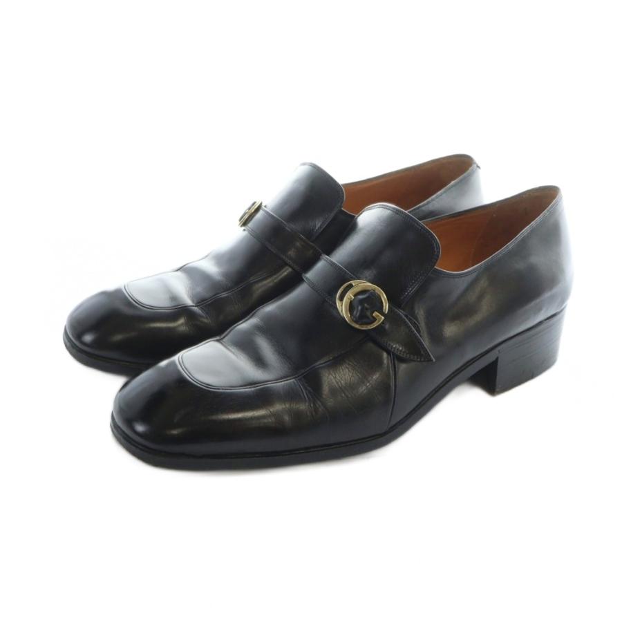 GUCCI（グッチ） ローファー 革靴 ロゴ レザー スクエアトゥ 40 25cm