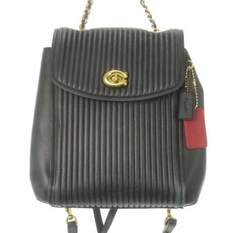 COACH（コーチ） リュックサック デイパック レザー ロゴ チャーム 黒