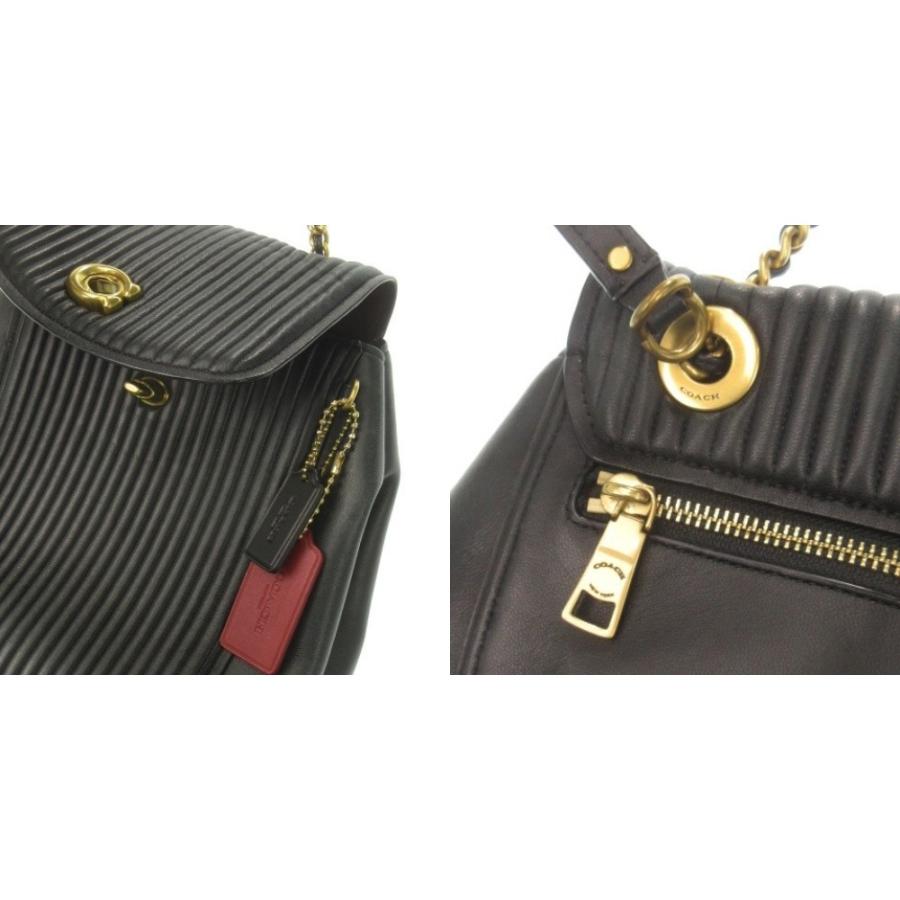 美品　コーチ　リュック　ブラック　レザー　ロゴ　ゴールド　バックパック　チャーム COACH（コーチ） リュックサック デイパック レザー ロゴ チャーム 黒