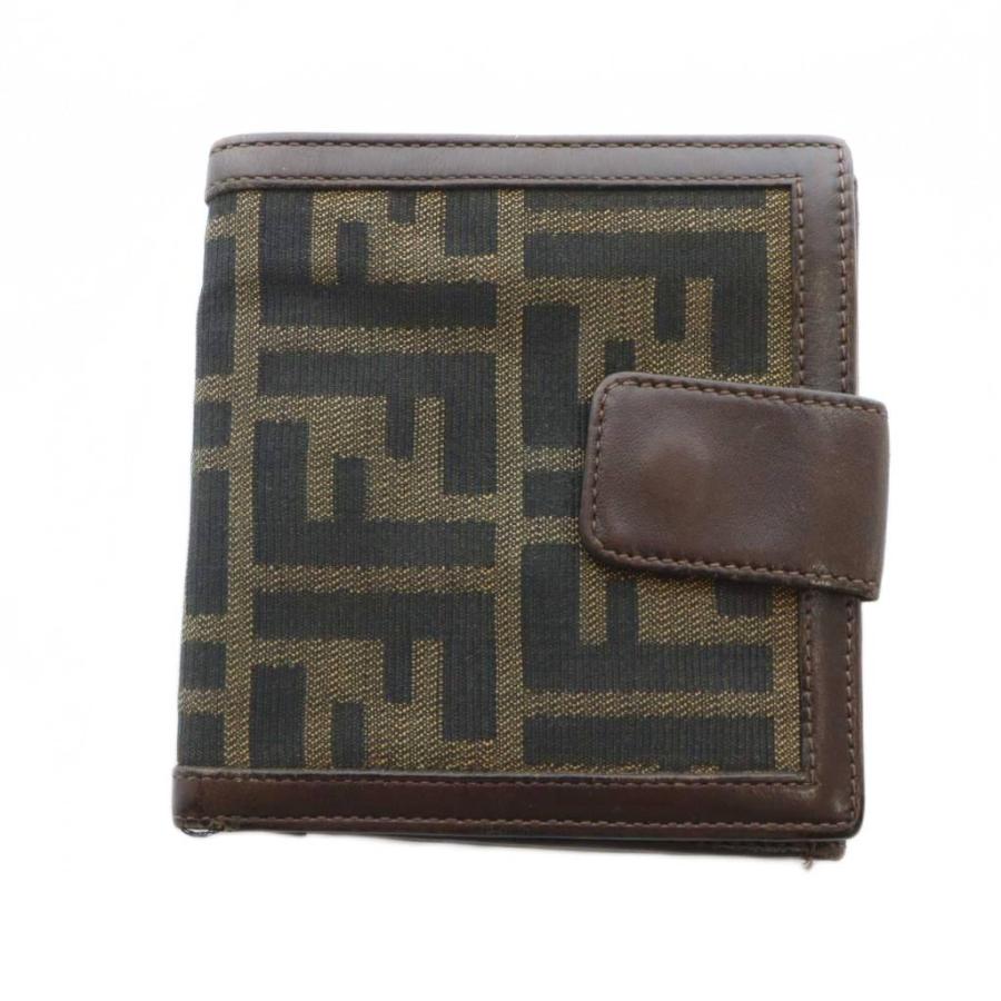 FENDI（フェンディ） 二つ折り財布 ウォレット ロゴ レザー キャンバス