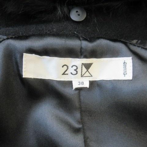 極美品 大きいサイズ オンワード樫山 フーデッドコート アンゴラ混 48