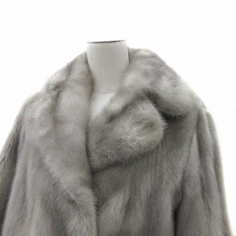 サファイアミンクファーコート 毛皮コート ハーフ丈 ライトグレー