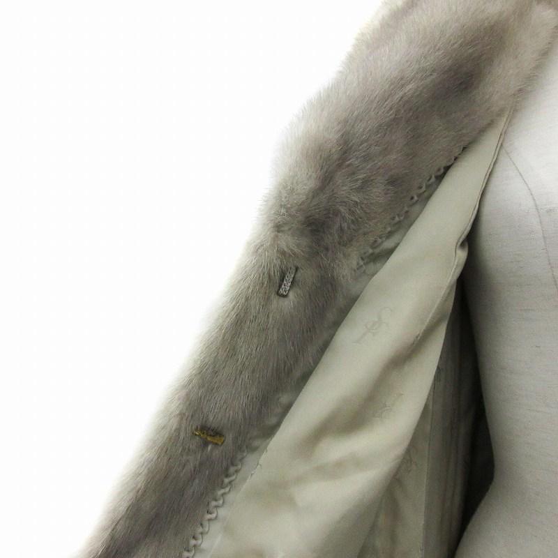 サファイアミンクファーコート 毛皮コート ハーフ丈 ライトグレー