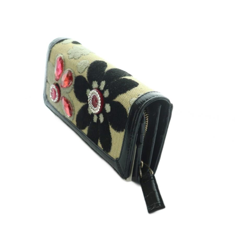 シンクビー! Think Bee 長財布 小銭入れあり 黒 ブラック ベージュ 花