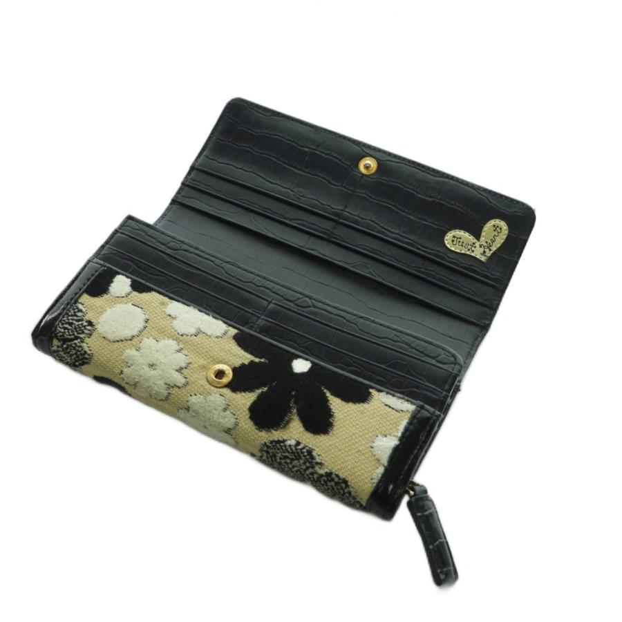 シンクビー! Think Bee 長財布 小銭入れあり 黒 ブラック ベージュ 花